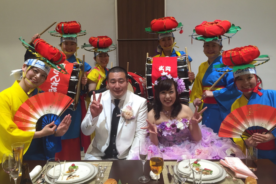 山岸和美さん、菅原真美さんの結婚披露宴で盛岡さんさ踊り！おめでとうございます！